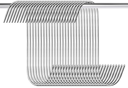 Kapokr Pack of 35 Meat Hooks S Hooks 15 cm Butcher Hooks Stainless Steel Smoking Hooks for Meat Processing, S-Hooks for Bathroom, Bedroom, Office, Kitchen, Shop