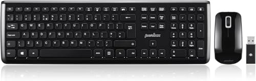 Perixx PERIDUO-703B Wireless Keyboard and Mouse Set, 2.4GHz, 10m Range, Mini USB Receiver, QWERTY UK Layout, Glossy Piano Black