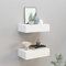 Hovothy Schweberegal Mit Schublade Weiß Wandkonsole Mit Schublade 40 cm Wandregale MDF, Metall Hängeregal 40x23,5x10 cm 2 Pcs