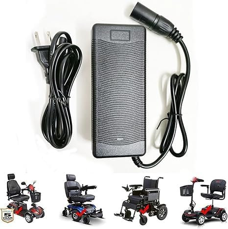 Abatinvo 24 Volt 3.0 Amp Quick Charger 3-Pin XLR for GoGo Elite Traveller Ultra Scooter, Bruno, for Drive Medical, Ezip, Jazzy Power Chair, Pride, Shoprider, Rascal, Schwinn, Mongoose M300 M350
