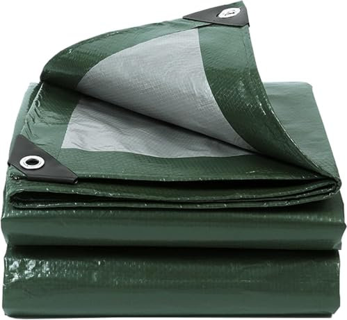 Lona impermeable con ojales, 2 x 2 m, verde militar/plata, con ojales, 130 g/m², resistente a los rayos UV, resistente al moho, lona multiusos para muebles de jardín, madera, coche, camping, piscina