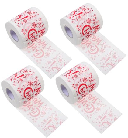 Ipetboom 4Rouleaux Toilette de Noël Lot de Serviettes à Motifs Festifs Double Décorations de Salle de Bain Élégantes pour
