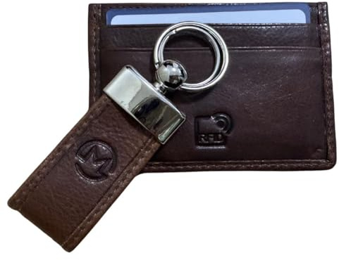 Mala Leather Men's Gift Set – Genuine Leather Card Holder & Matching Keyring in Gift Box – Stylish Accessory Gift for Him – Black or Brown – 13 × 11 × 2.5 cm (Brown)