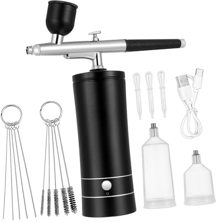 LIFKOME Kit Aérographe Électrique Sans Fil avec Compresseur USB Multi-usage pour Nail Art Maquillage Modélisme et Peinture Accessoires Complets et Portable