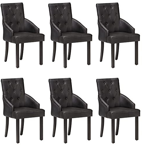 IBUQDDV Esszimmerstühle 6 STK. Schwarz Echtes Ziegenleder für Vintage Ambiente und Wohnkomfort, Bequeme Sitzmöbel aus Leder mit Elegantem Design