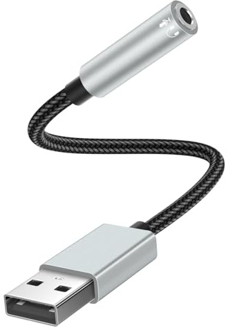 Tanzato USB auf 3,5 mm Klinke Aux Adapter | Externe USB A Soundkarte auf 3,5 mm Aux Stereo Konverter Adapter, Kompatibel mit Kopfhörer, PC, Laptop, Linux, Desktop, PS4