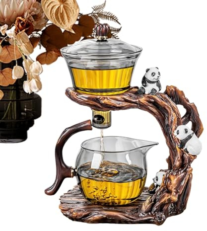 Théière Goutte À Goutte Kung Fu De Lazy Man – Théière En Verre Résistant À La Chaleur, Diffuseur De Thé En Vrac | Bouilloire À Thé Inspirée Du Panda Avec Poignée Confortable Pour La Maison, La Cuisine