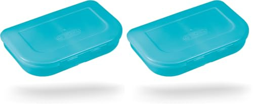 Herlitz Brotdose türkis, mit 2 Fächern – Kunststoff-Lunchbox für Kinder, spülmaschinenfest & BPA-frei, passend Schulranzen (Packung mit 2)