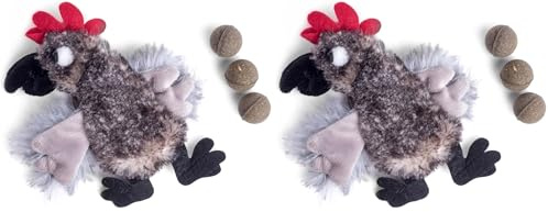 Petface Refillable Catnip Plush Cockerel Cat Toy, Safe Stimulation for Pet Playtime (Pack of 2)