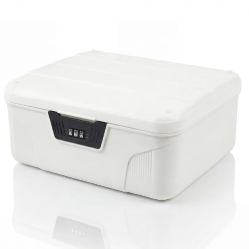 Dexpally Lockable Medicine Box Medication Lock Box Medicine Safe Lock Box Small Lockbox for Medicine Storage Box with 3 Digital Combination Lock for Kitchen Home, Office (White)