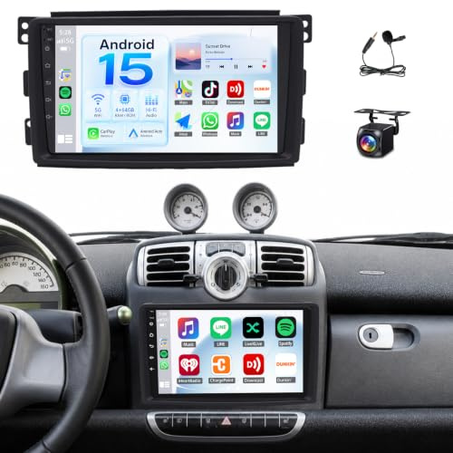 JAWSEU 4+64GB Autoradio mit Bildschirm Bluetooth für Mercedes Benz Smart Fortwo 451 2005-2010 2DIN 9 Zoll Auto Radio Unterstützt DAB+ Navi WLAN 5G FM HiFi Carplay Android Auto Android 15