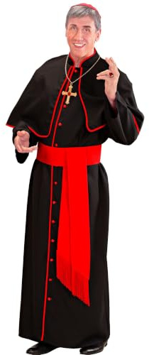 W WIDMANN MILANO Party Fashion - Kardinal Kostüm Herren | 4-teilig mit Robe, Gürtel, Pelerine und Kalotte, Priester- und Kardinalkostüm für Karneval, Mottopartys