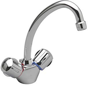 mélangeur de lavabo - ulysse - bec tube orientable et tirette - têtes 15x21 à disques céramique - chromé