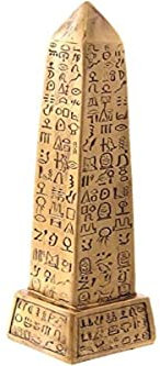 Ägyptischer Obelisk Golden Harz mit Hieroglyphics. Figur Ägyptische.