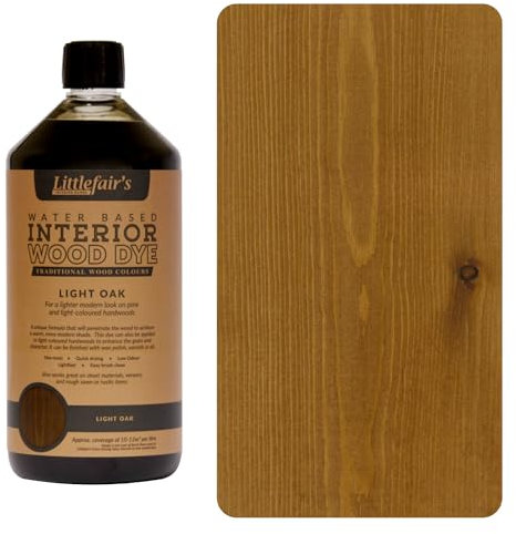 Littlefair's Holzlasur 1ltr - Holzlasur Innen - Holz Lasur Für Natürliche Holzmaserung - Wasserbasierte Wood Stain - Schnell Trocknend & Umweltfreundlich - Farbe: Helle Eiche