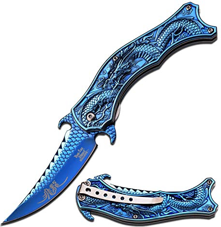 Dark Side Blades Erwachsene Taschenmesser, Blue Mirror Titan, Klingenlänge: 10, 16 cm, DSBL-1022, Mehrfarbig, M