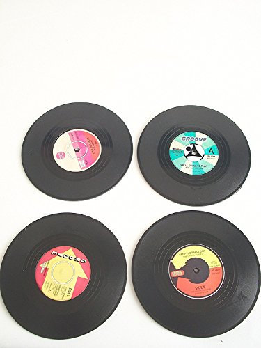 ootb Dessous de Verre en Vinyle, Disque, D: env. 11 cm, 4 Ass., Set de 4