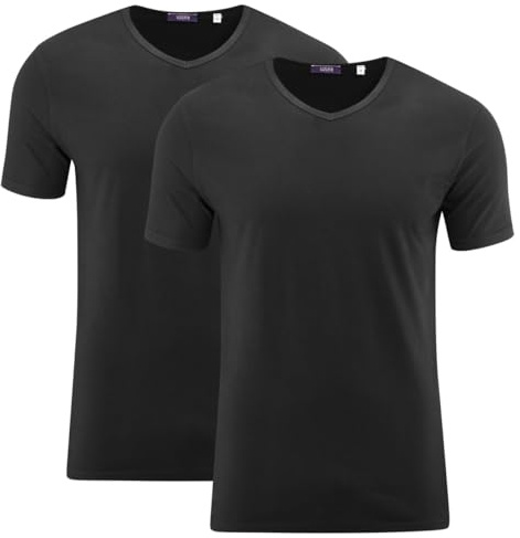 Living Crafts - Dean | T-Shirt, 2er-Pack - Bio-Baumwolle, Single Jersey, V-Ausschnitt, Einsatz als Unterhemd, Doppelnahtsaum