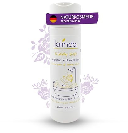 lalinda - 2in1 Baby & Kinder Shampoo & Waschcreme | Naturkosmetik zur sanften Reinigung von Haut und Haar, für Babys ab 3 Monaten | Vegan | Ohne Silikone | ohne Mikroplastik 200ml