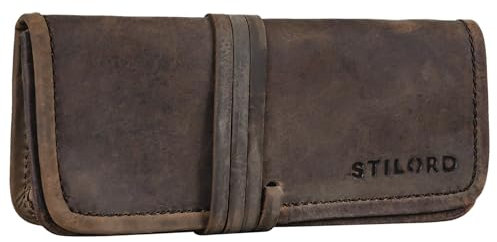STILORD 'Lenny' Federmäppchen Leder Vintage klein Lederetui Elegantes Lederaccessoire ideal als Stifteetui Schreibmappe und Geldbörse echtes Büffelleder, Farbe:Colorado - braun