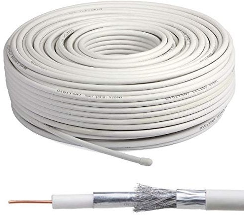 Satellite RG6 Freesat Digital TV Aerial Coax Cable Coaxial 4K Digital Ready for Sky HD, Freesat, Virgin & Polsat by MKGT® (50 Meters, White)