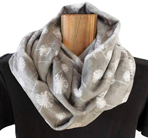 Personalisierter Loop Schal Damen Schlauchschal silbergrau Pusteblumen | bestickt, mit Monogramm, kuschelweiche hochwertige Qualität