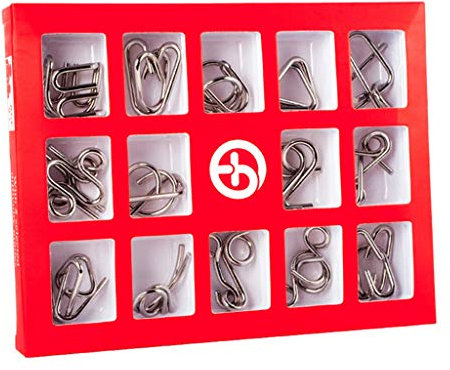 Chonor 15 Piezas Mini Rompecabezas de Metal Alambre Puzzle Set, IQ Entrenamiento Juego de la Mente Inteligencia Logica Educativa Juguete Idea de Regalo para Adultos y Niños