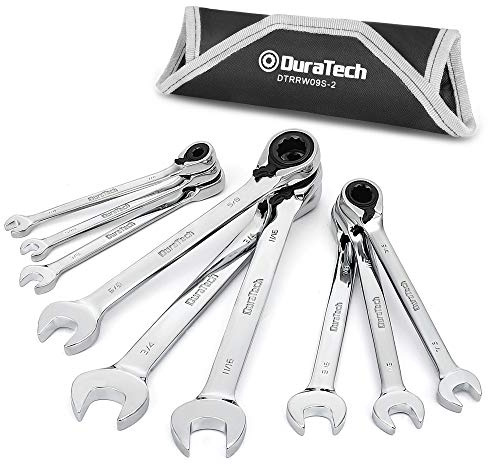 DURATECH Reversible Ratcheting Combination Wrench Set, SAE, 9-Piece