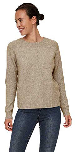 Vero Moda Vmdoffy LS O-Neck Blouse GA Noos pour Femme, Beige (Teinte sépia/mélange), XXL
