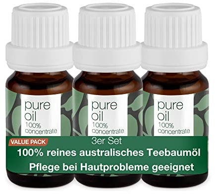 100% Reines Teebaumöl 3 x 30 ml by Australian Bodycare - Ätherisches Tea Tree Oil für unreine Haut, Kopfhaut, Haare, Gesichtspickel - Pflege bei Akne, Fußpilz, Nagelpilz