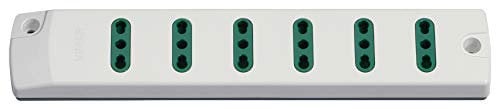 VIMAR FP00406.B Presa mobile multipla 2P+T 16 A 250 V, con 6 uscite Bpresa SICURY standard italiano tipo P17/11, fornita senza cavo, Bianco