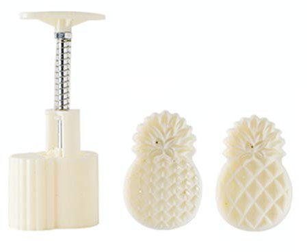 MIAOJI Mooncake Form, Kunststoff Mooncake Form 50g Ausstecher mit Ananas Lotus Stempel Handpresse Schokolade Moon Kuchenform DIY Backformen