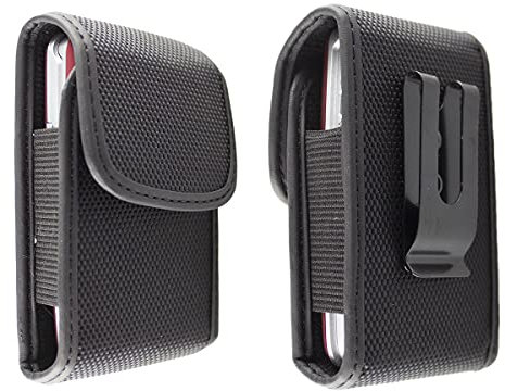 Hochwertige Nylon-Schutztasche für Swisstone Telefone, universell, mit Klettverschluss, Metall-Gürtelclip & Gummizug, Farbe schwarz