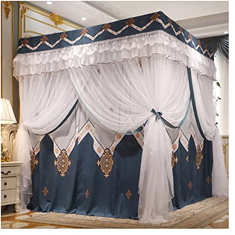 Betthimmel Europäischer Stil Prinzessin Windbettvorhang, Vier Jahreszeiten Doppelschicht-Luxus-Bett-Baldachin, 1, 5m/ 1, 8 M / 2m Doppelbett, Staubdicht Und - schattierung 360 ° Schutz