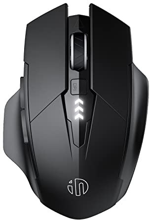INPHIC Mouse Bluetooth wireless ricaricabile silenzioso multi-dispositivo (Tri-Mode: BT 5.0/4.0 + 2.4G), Livello della batteria visibile, ergonomico portatile 1600 DPI per PC laptop, Nero