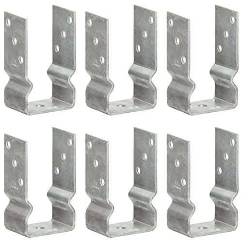 vidaXL 6x Pfostenträger U-Form Pfostenlasche U-Pfostenträger zum aufdübeln mit Sicke Feuerverzinkt Silbern 8x6x15cm Verzinkter Stahl