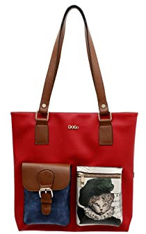 DOGO Femme Cuir Vegan Rouge Fait Main et Mode Sac d'épaule - Mon Cher Motif