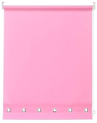 Square Eyelet Windows Roller Blinds Polyester Fabric, Easy Fit Trimmable, Blind with Metal Tube and Child Safe Fittings (Width 120cm x Length 165cm, Pink Pantone# 14-2311TPX)