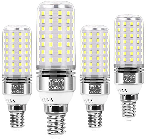 SanGlory 13W E14 LED Glühbirnen, 1400LM LED Lampe E14 Kaltweiß 6000K ersetzt 100W Halogenlampen, Leuchtmittel E14 LED Birne 360° Abstrahwinkel Energiesparlampe Nicht Dimmbar, 4er-Pack