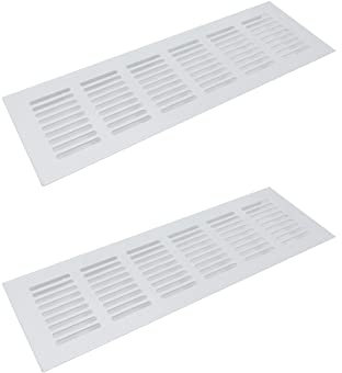 Savagrow Paquete de 2 rejillas de ventilación de malla de aleación de aluminio de 9.8 x 3.5 pulgadas, cubierta rectangular para suelo/techo/pared/ventana, color blanco