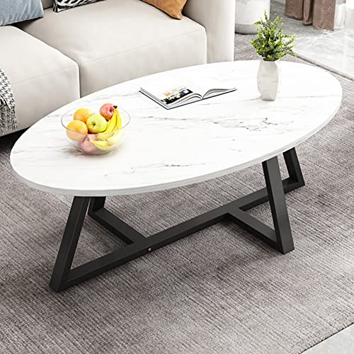 Couchtische für Wohnzimmer, ovale Couchtische, moderner Couchtisch, Kleiner Couchtisch, Beistelltische aus Metall und MDF-Platte