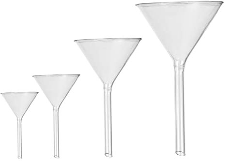 VILLFUL 4 Pièces Entonnoir Multitools Passoire À Main En Verre Ronde Entonnoir À Poudre De Verre À Haute Teneur En Borosilicate Entonnoir En Verre Vintage Entonnoir À Col Court Entonnoir
