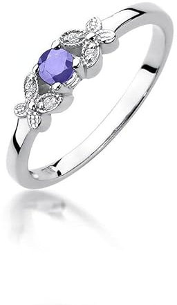 Damen Ring 585 14k Gold Weißgold echt Tansanit Edelstein Diamanten Brillanten