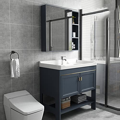 Badmöbel-Set Waschbeckenunterschrank, badmöbel set mit waschbecken,badmöbel set, Waschbecken-Unterschrank Mit Waschbecken Und Spiegelschrank, Badezimmer-Waschtisch,Freistehende Badezimmer-Waschtische