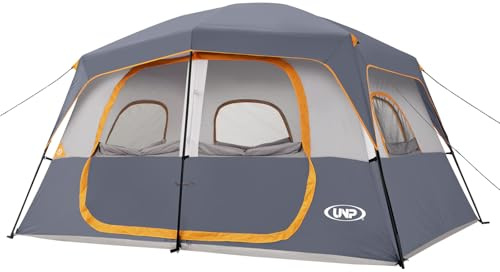 UNP Zelt 3 Personen - Zelt 6 Personen, Groß Zelt Stehhöhe Kabinen | Einfach Aufzubauen, Wasserdicht Mit Regendach, Tent FüR Camping/Wandern Und Trekking