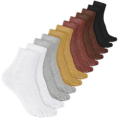 Bencailor 6 Paar Fünf Zehensocken Baumwollsocken für Damen Herren (Retro Farbe)
