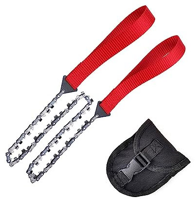 Fexplendid backpacking survival saw, cable saw, Sierra de bolsillo portátil: herramienta de corte confiable para aventuras al aire libre y jardinería (25in/33teeth/red nylon strap)
