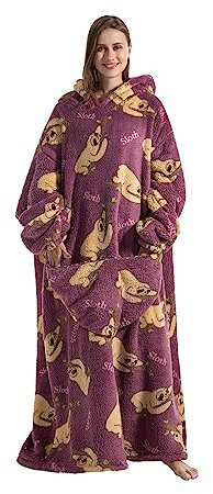 Kawoja XXL-Hoodie, übergroße, tragbare Decke mit Ärmeln und Taschen, extrem warm und gemütlich, aus Fleece, Riesen-Sweatshirt für Damen und Herren.