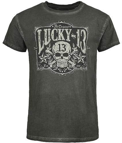 Lucky 13 Tombstone Tee - Vintage Black Männer T-Shirt schwarz meliert S