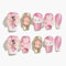 Sun&Beam Nails Handmade Press-on Nails Short Coffin Ballerina Pink White Design False Tips 10Pcs (#112 M)